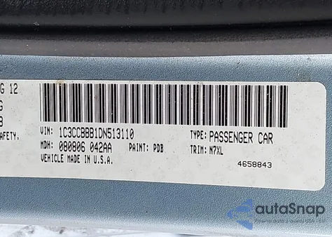 2013 Chrysler 200 Touring z USA, uszkodzony, nr VIN 1C3CCBBB1DN513110